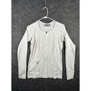 Athleta White Long Sleeve Half Zip Running Top‎ Thumb Holes Women's Medium